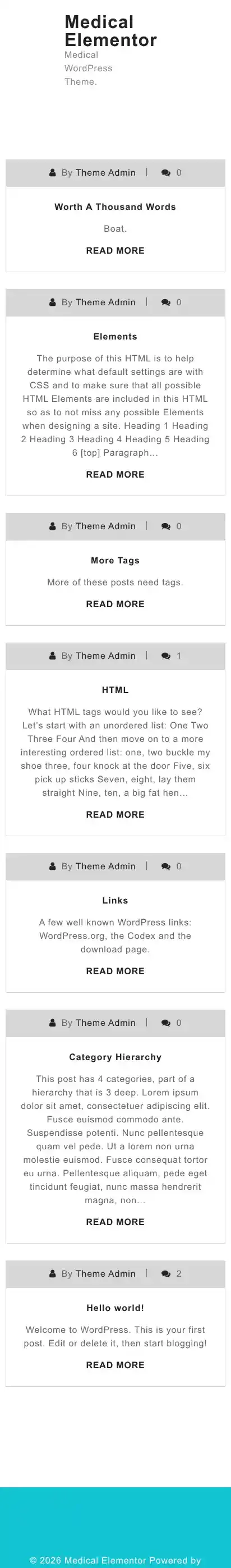 Medical Elementor home page on mobile