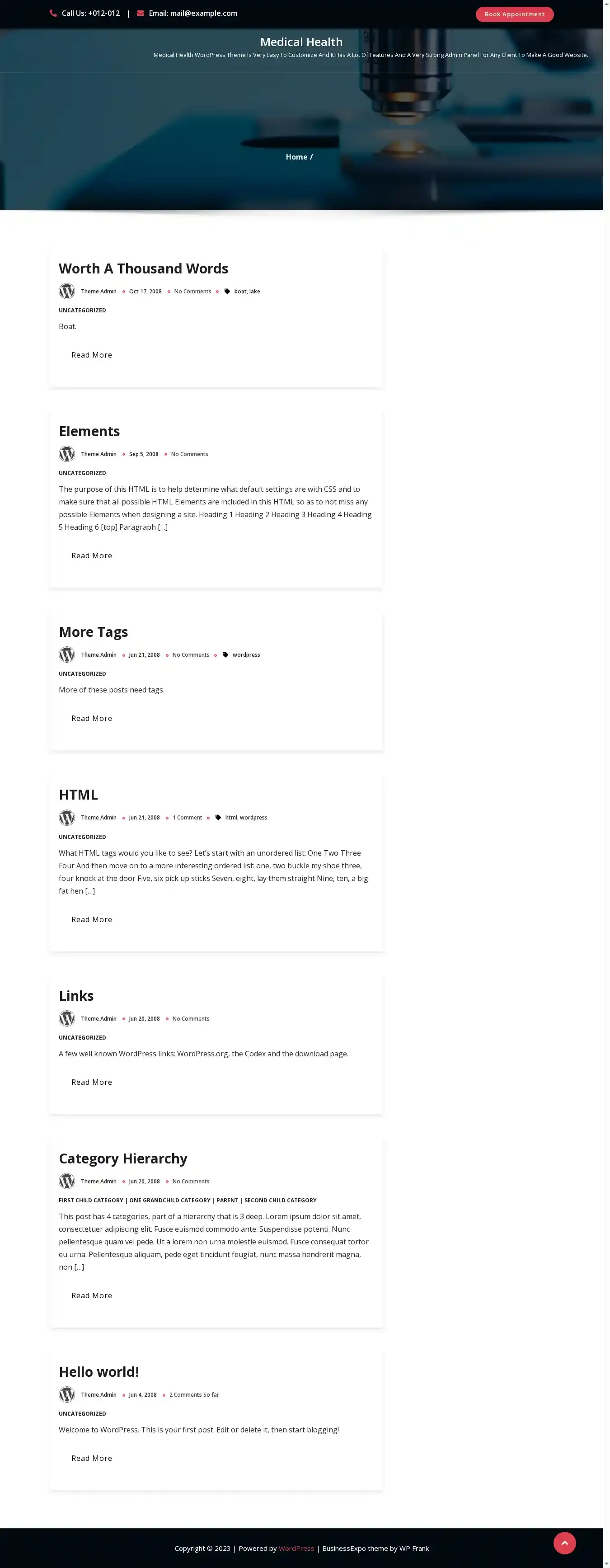 Medical Health home page on desktop
