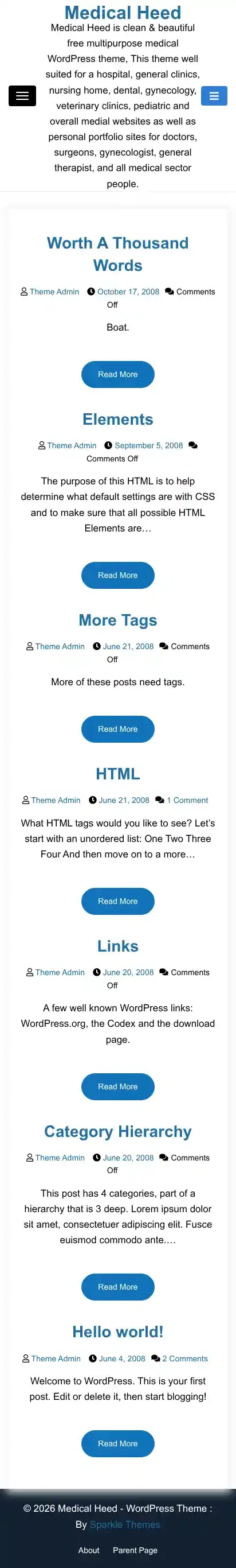 Medical Heed home page on mobile