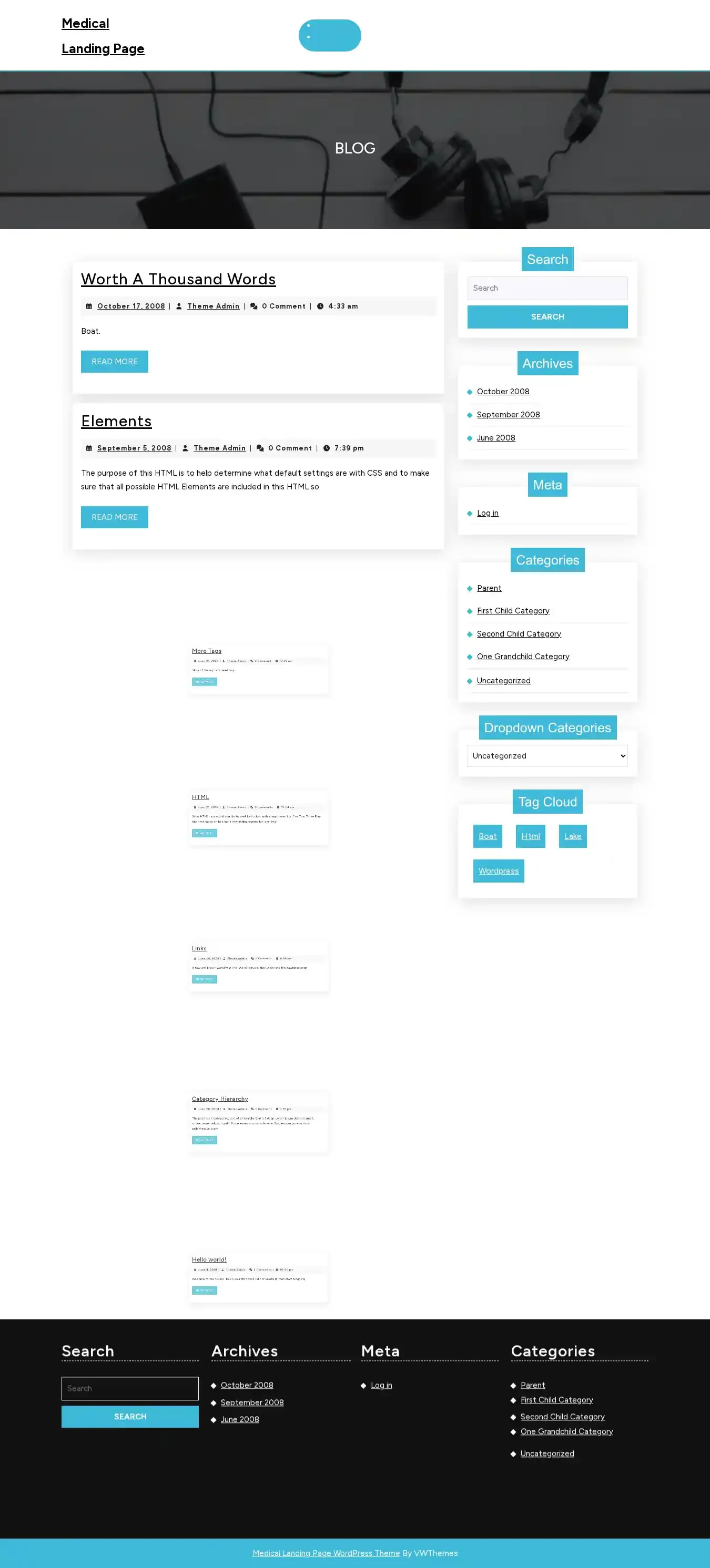 Medical Landing Page home page on desktop