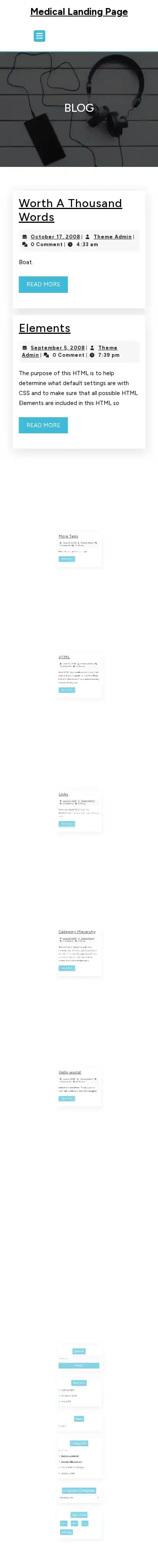 Medical Landing Page home page on mobile