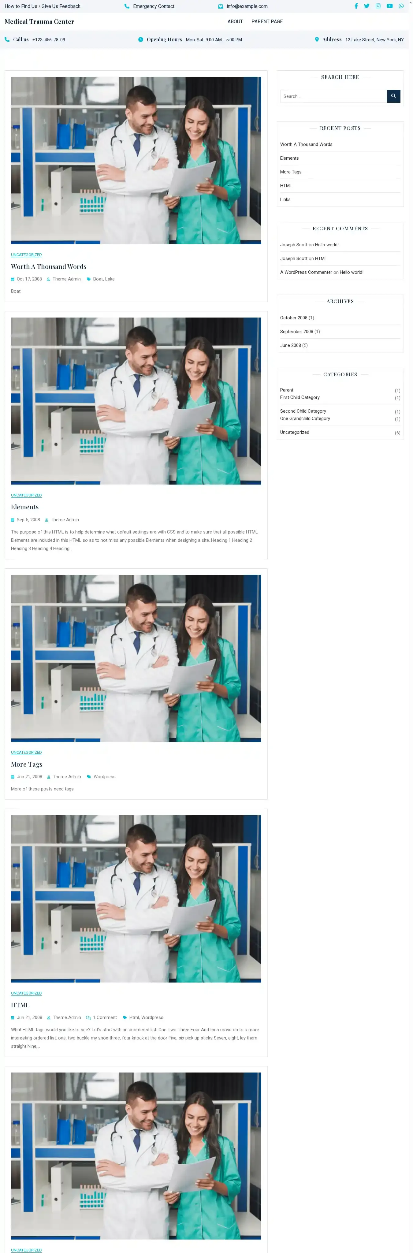 Medical Trauma Center home page on desktop