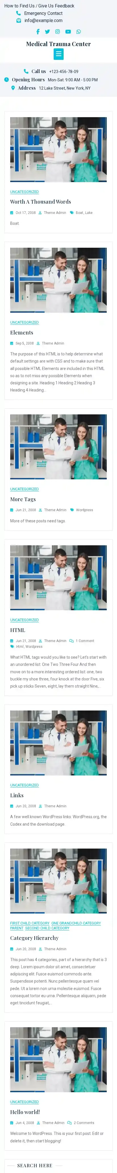Medical Trauma Center home page on mobile