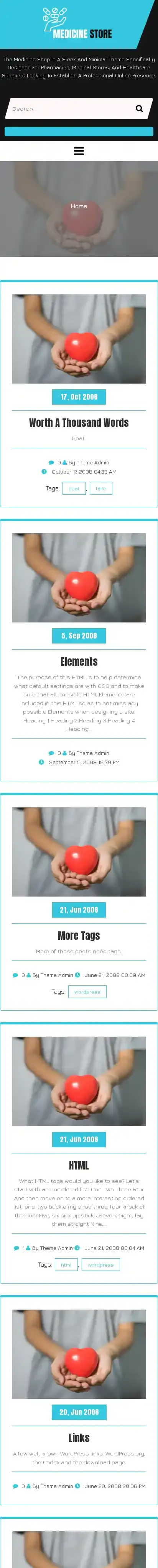 Medicine Shop home page on mobile