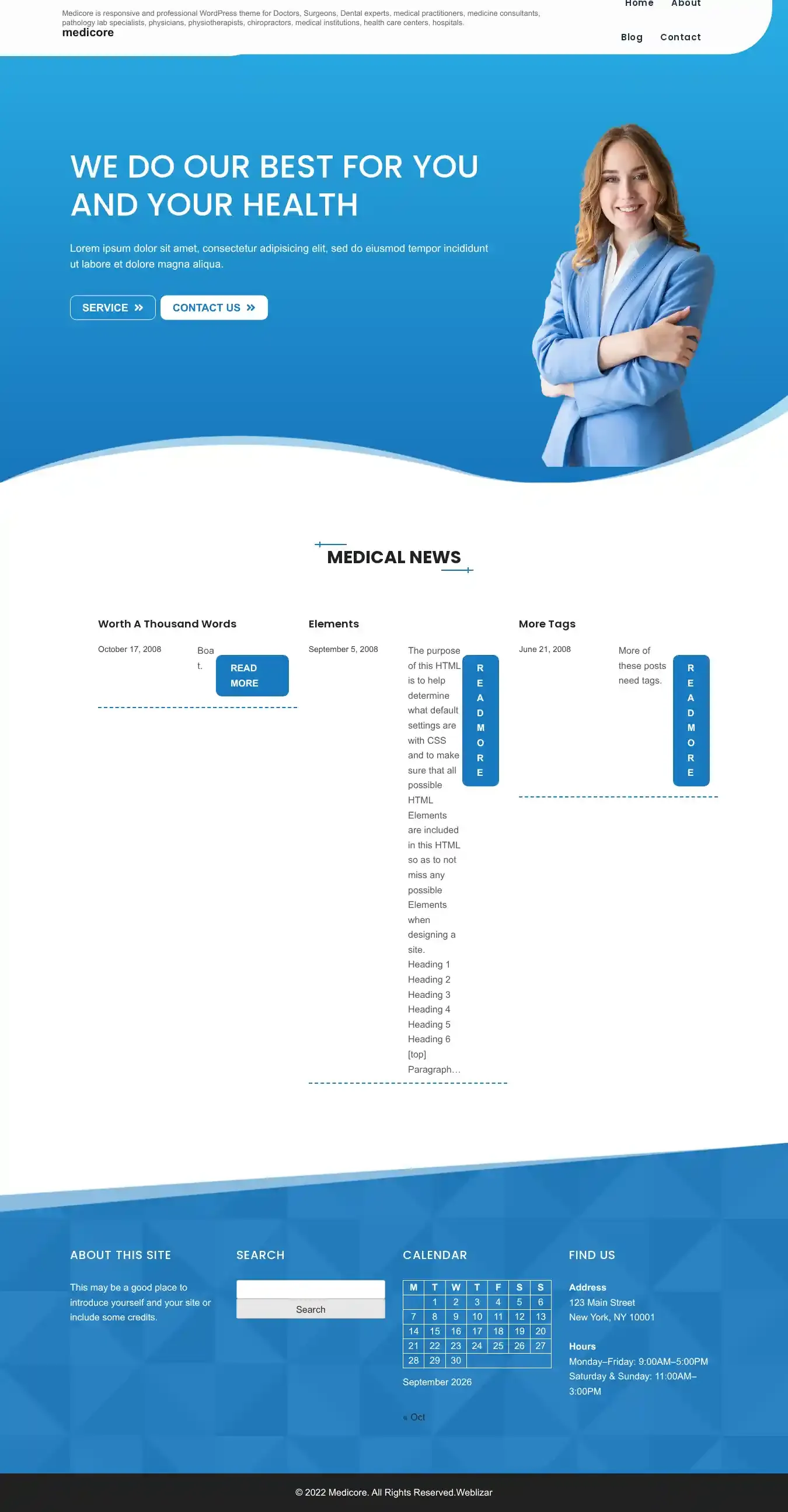 medicore home page on desktop