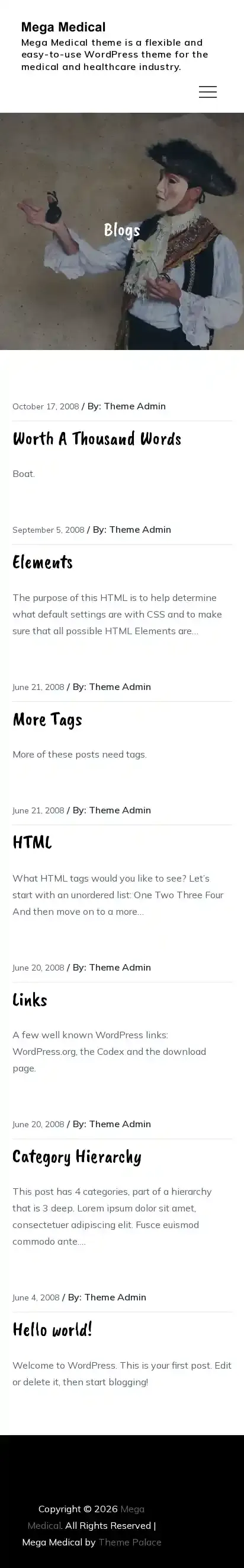 Mega Medical home page on mobile