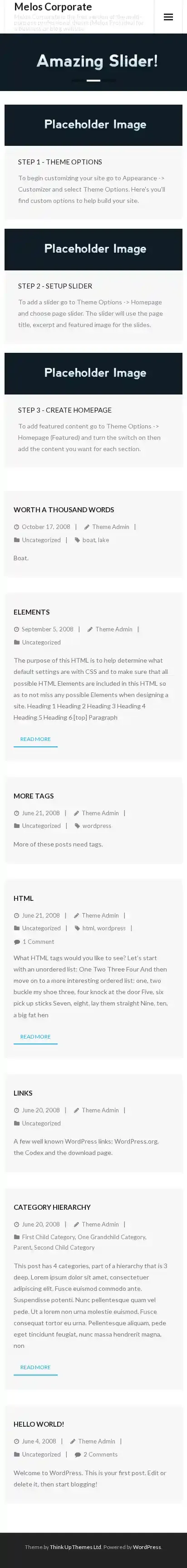 Melos Corporate home page on mobile