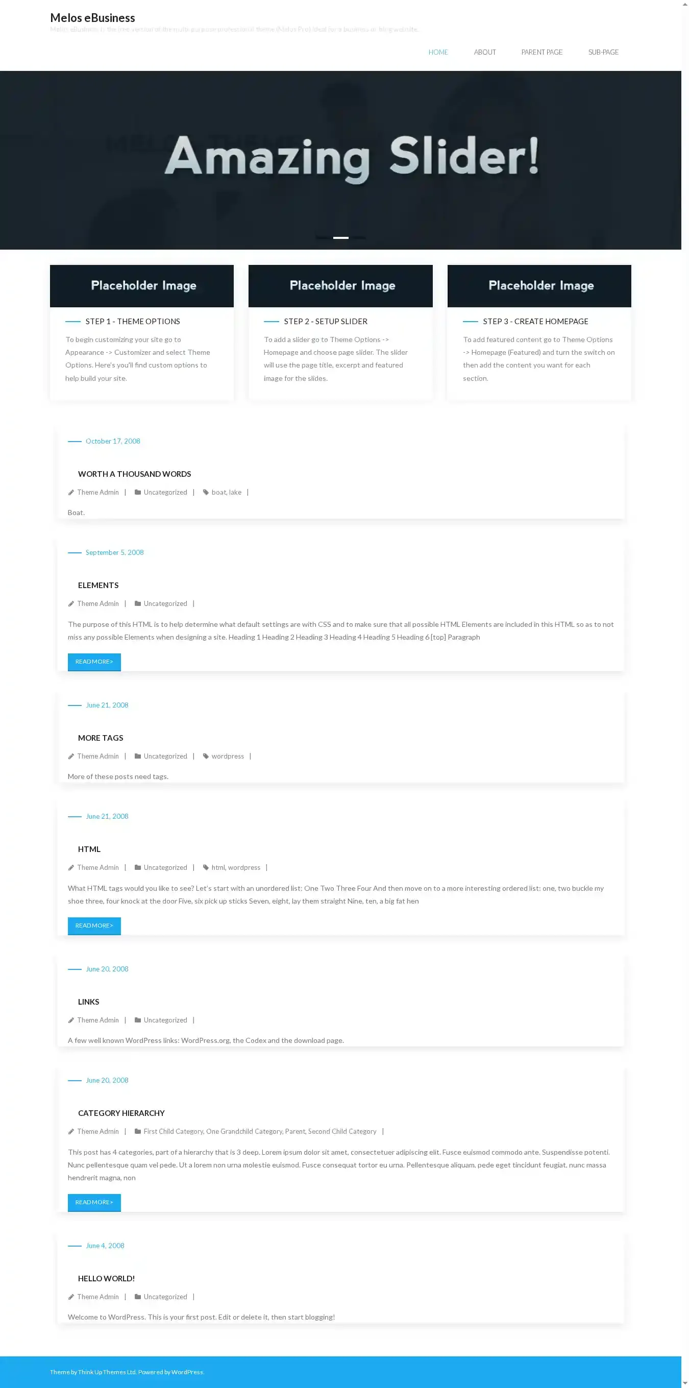 Melos eBusiness home page on desktop