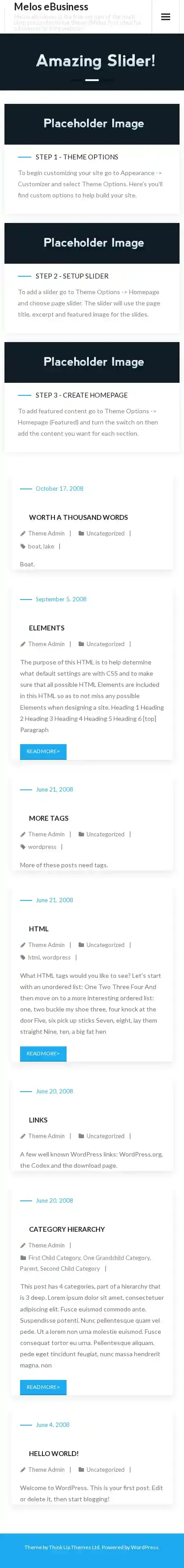 Melos eBusiness home page on mobile