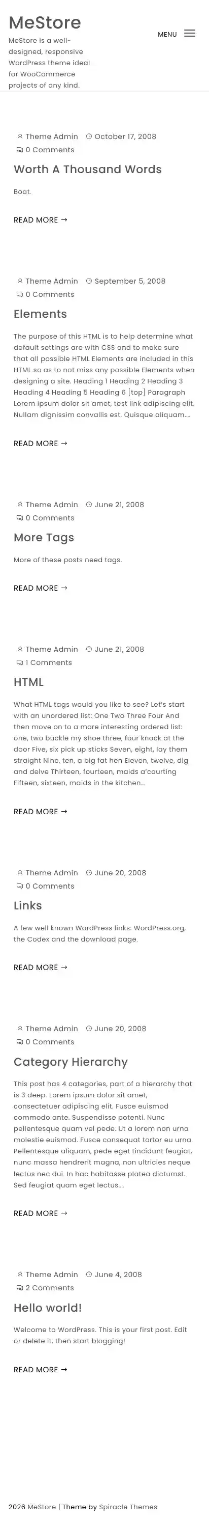 MeStore home page on mobile
