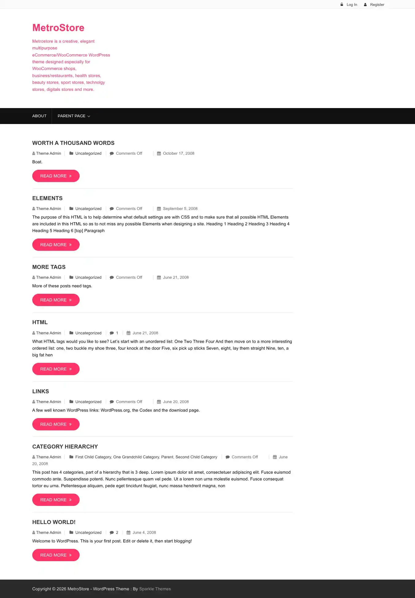 MetroStore home page on desktop