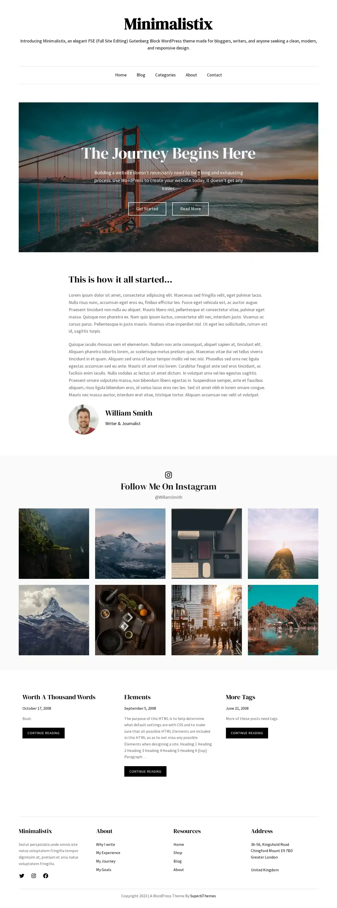 Minimalistix home page on desktop