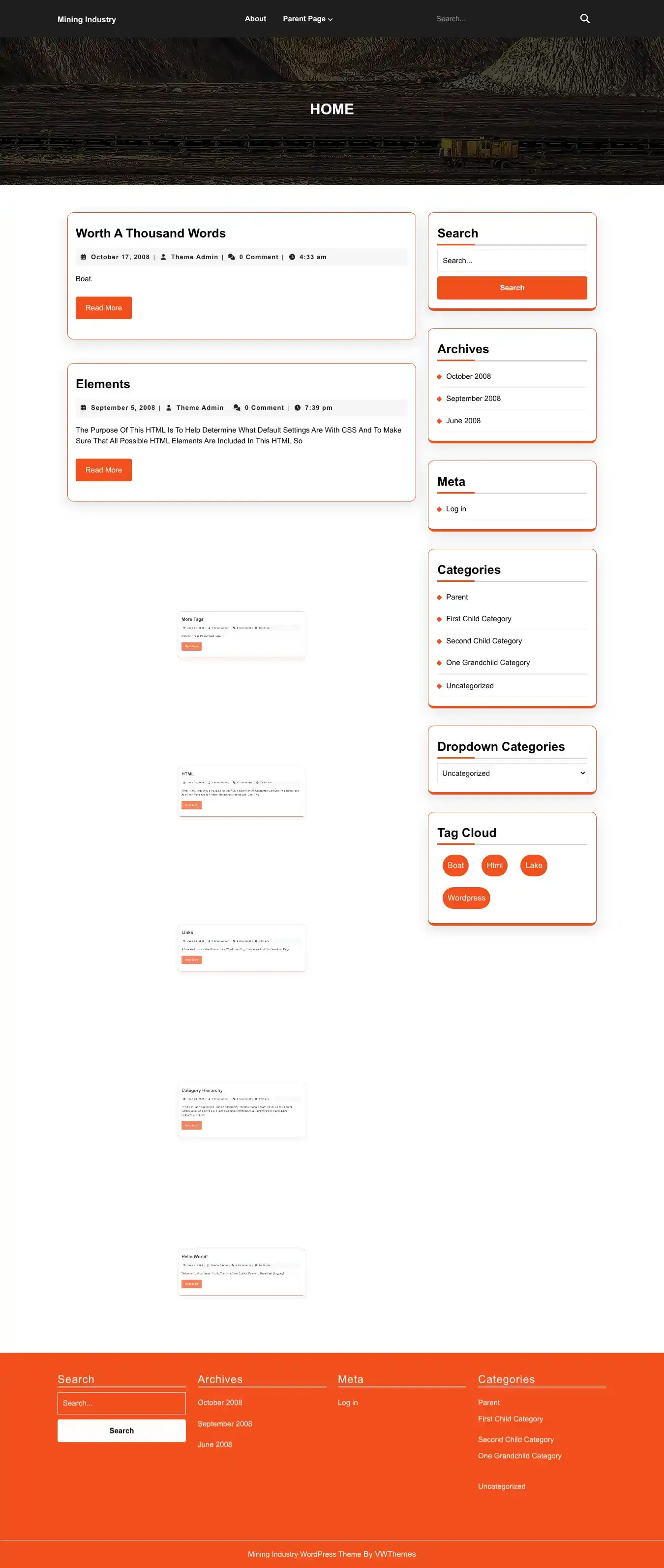 Mining Industry home page on desktop