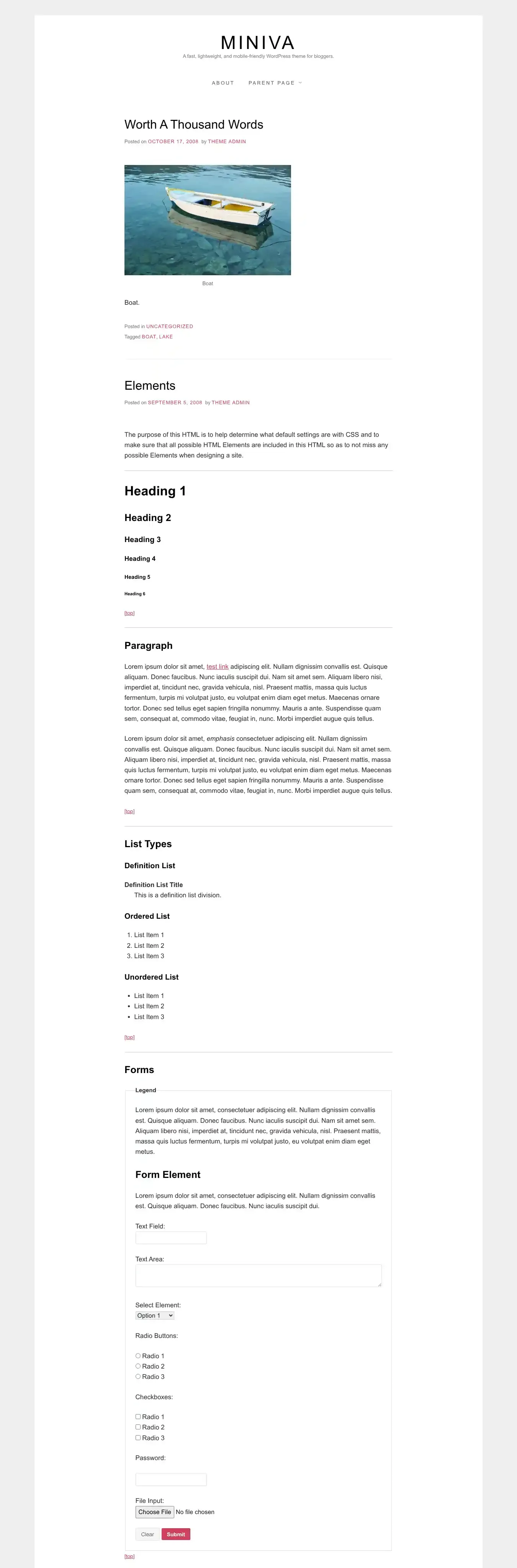 Miniva home page on desktop