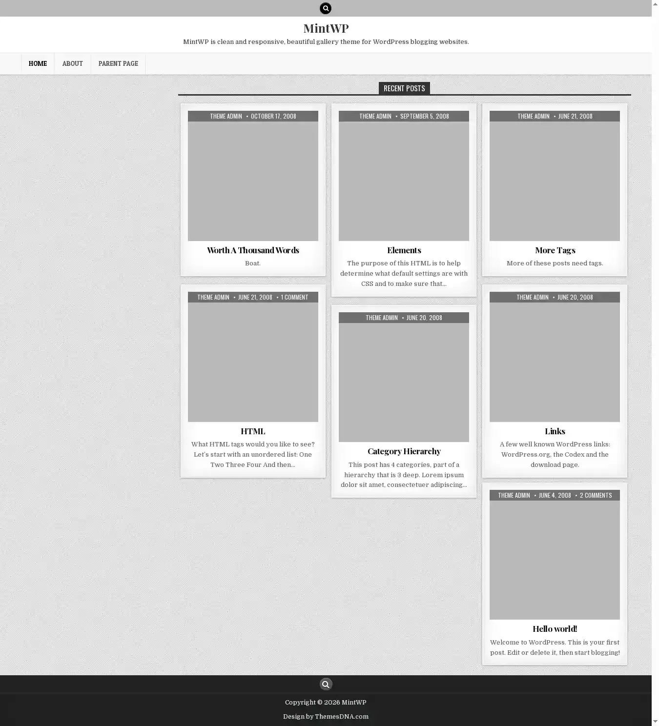 MintWP home page on desktop