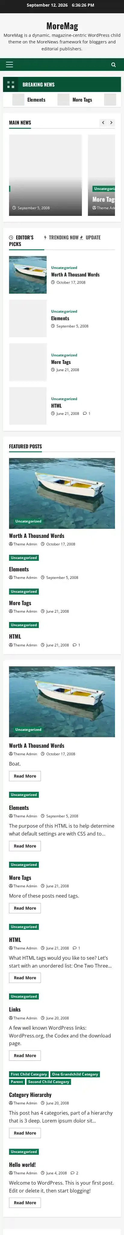 MoreMag home page on mobile