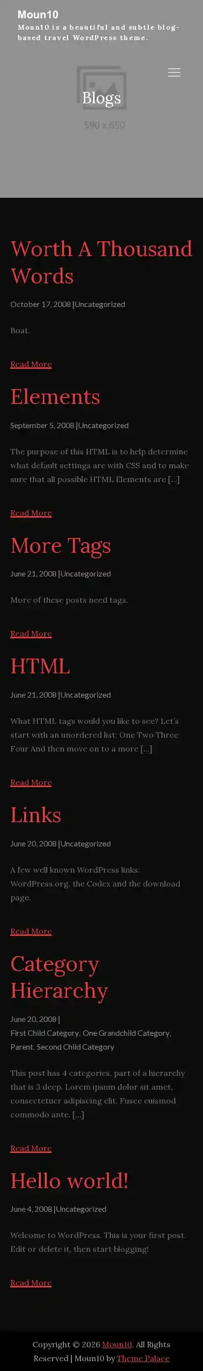Moun10 home page on mobile