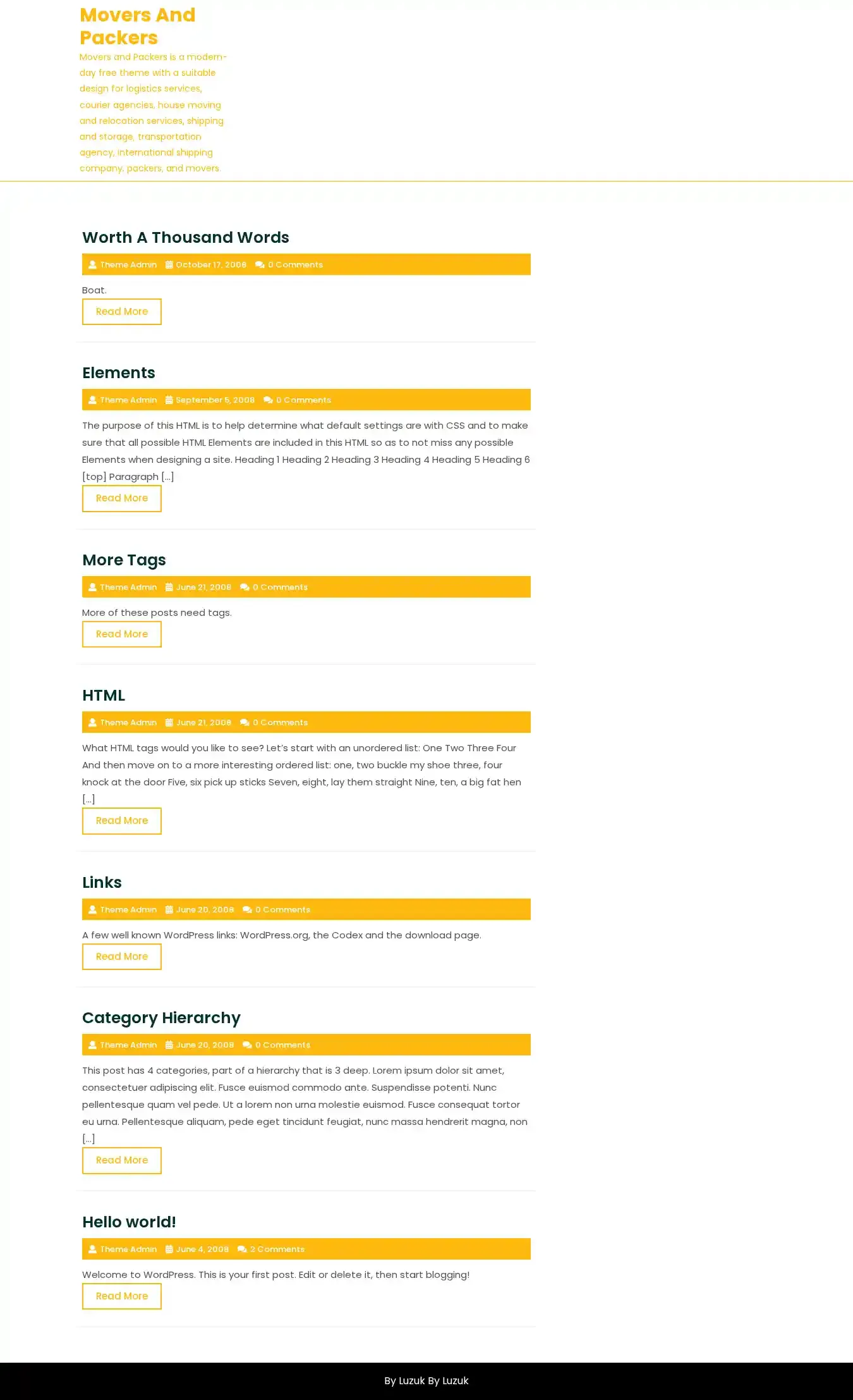 Movers and Packers home page on desktop