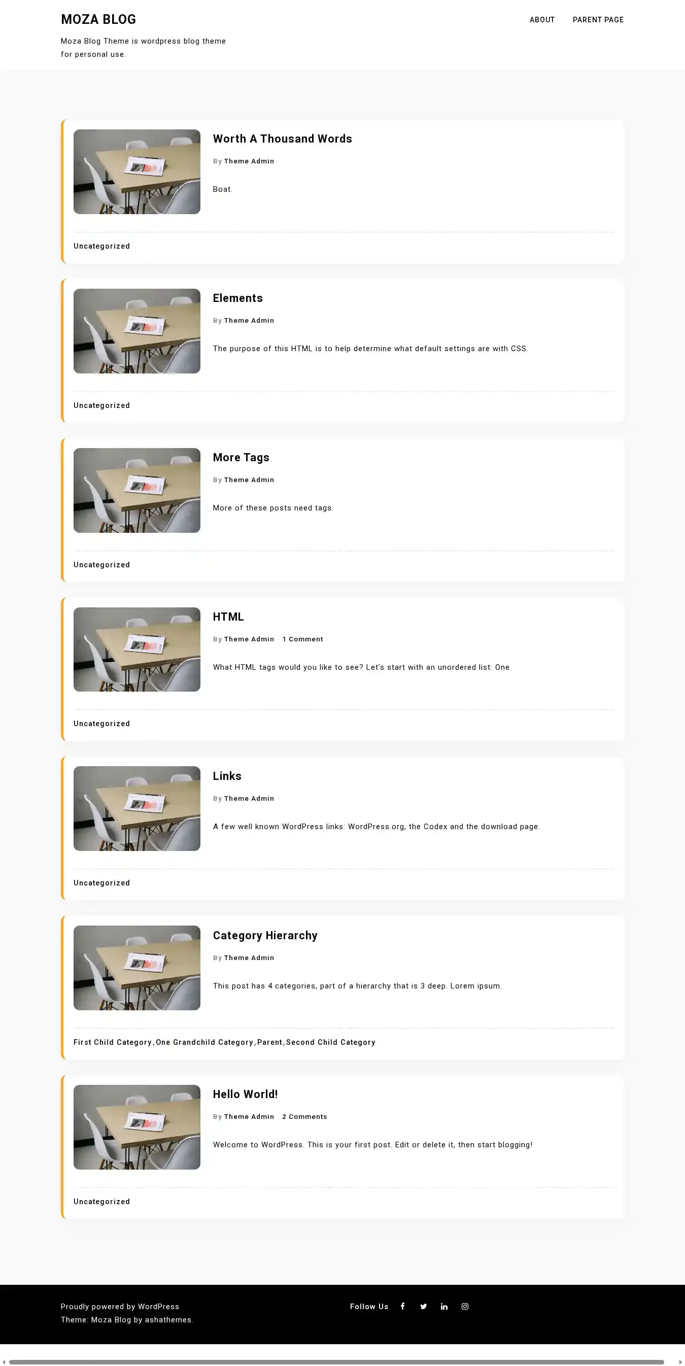 Moza Blog home page on desktop