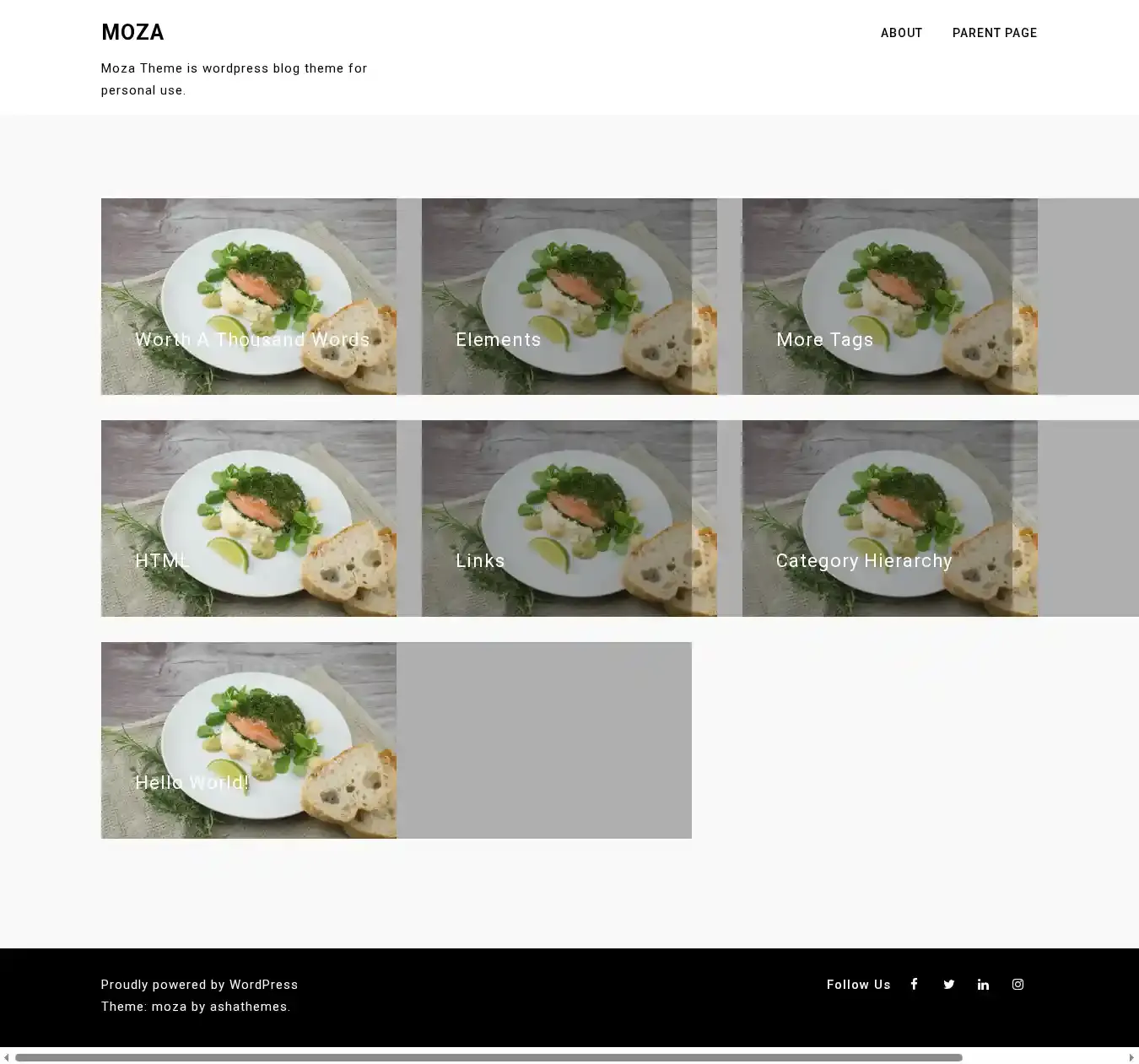 Moza home page on desktop
