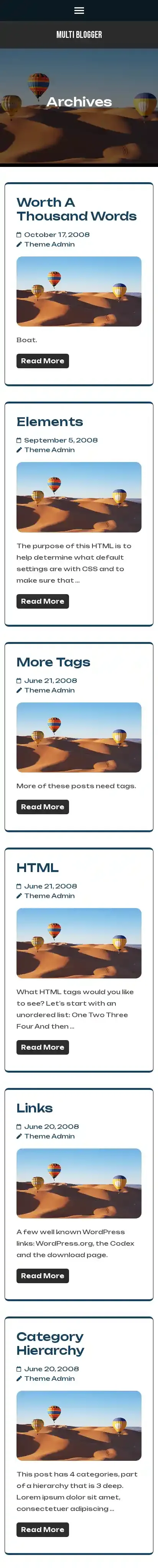 Multi Blogger home page on mobile
