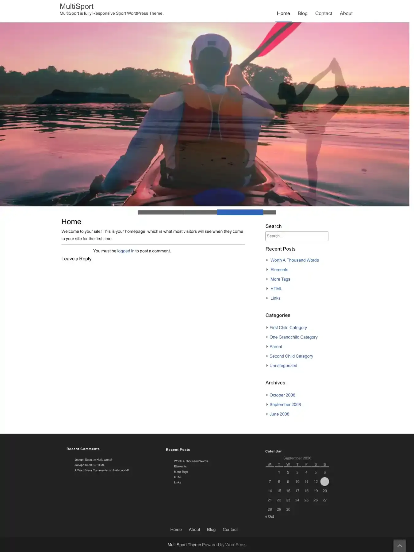 MultiSport home page on desktop