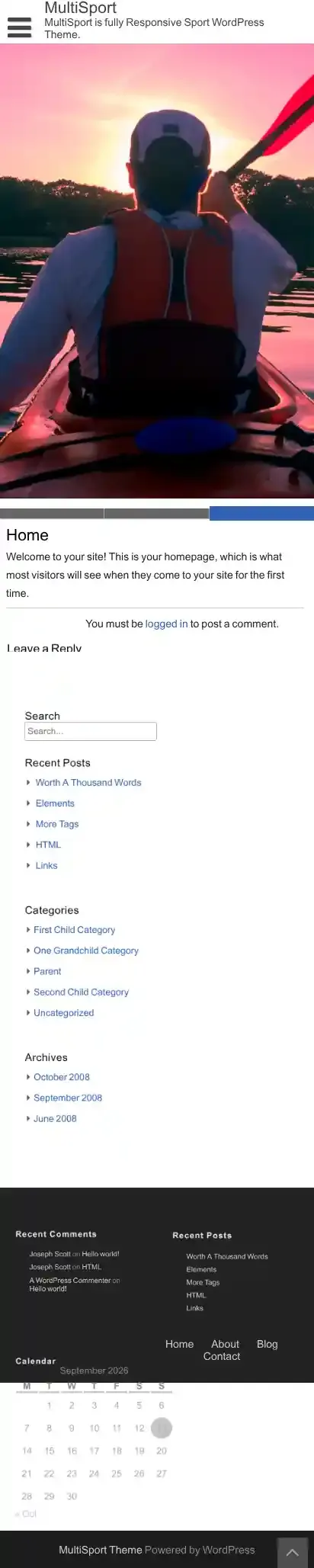 MultiSport home page on mobile