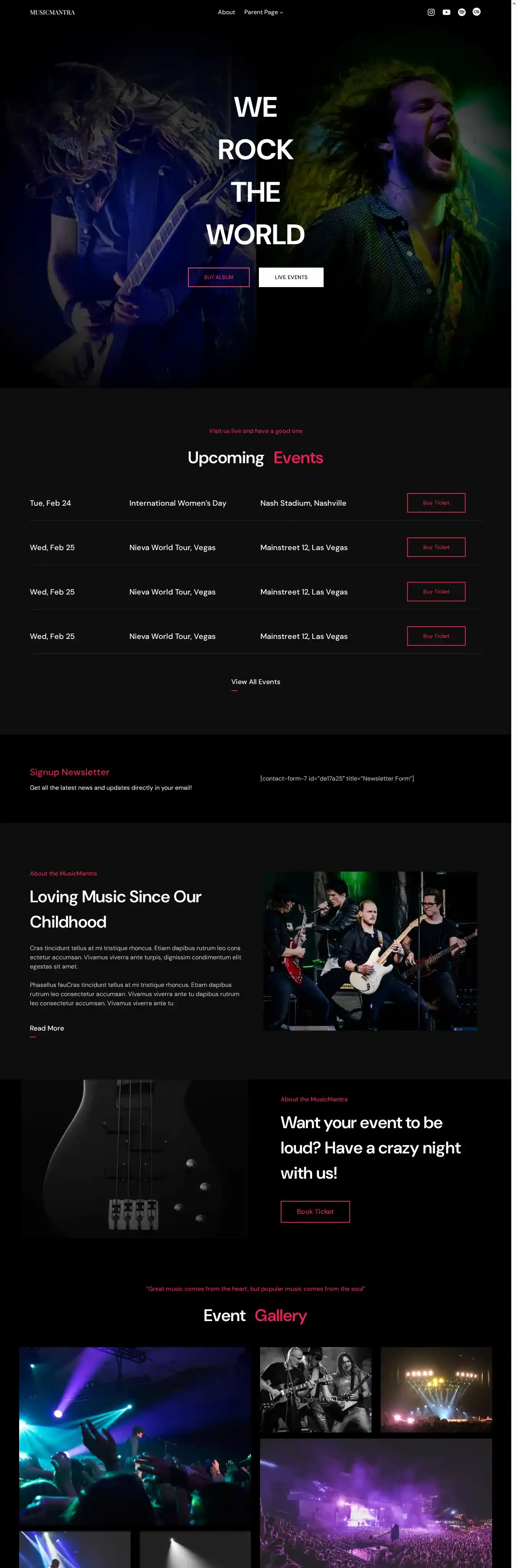 MusicMantra home page on desktop
