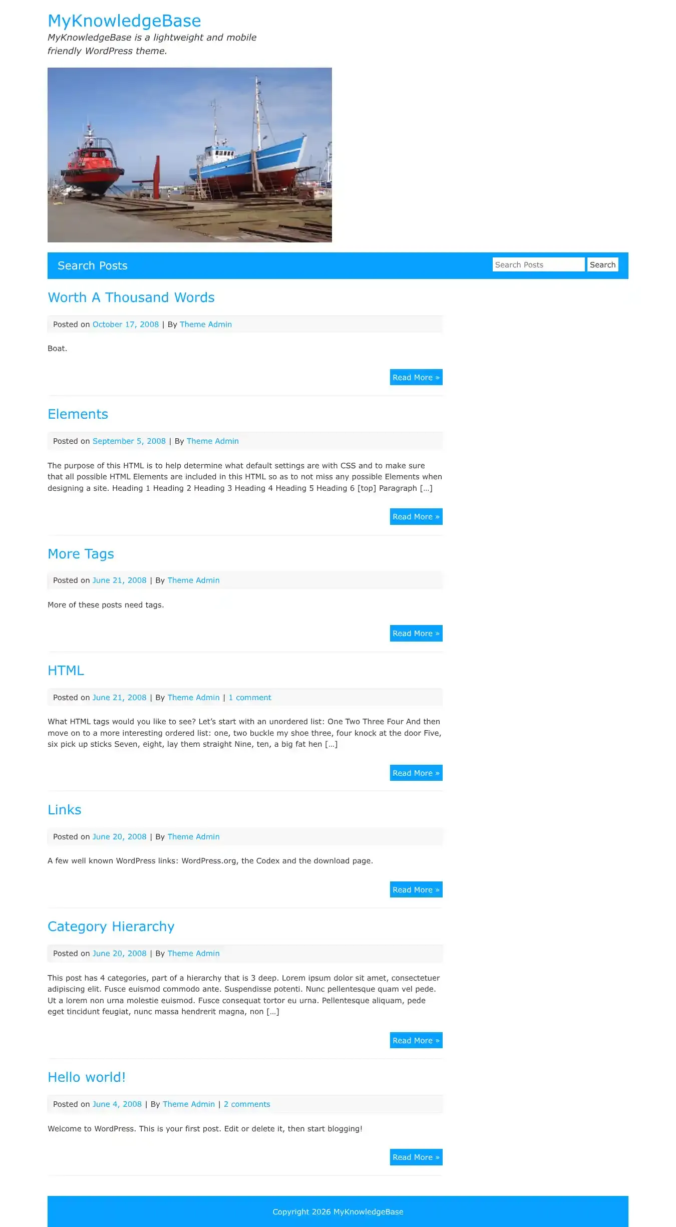 MyKnowledgeBase home page on desktop
