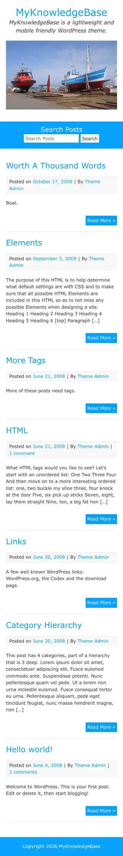MyKnowledgeBase home page on mobile