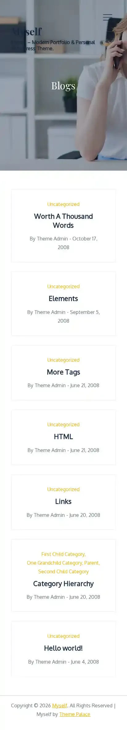 Myself home page on mobile