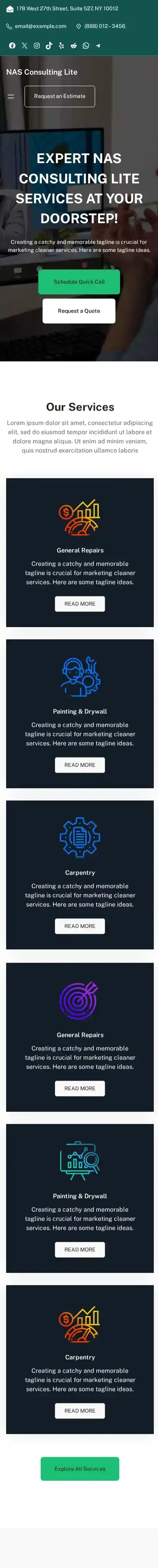 NAS Consulting Lite home page on mobile