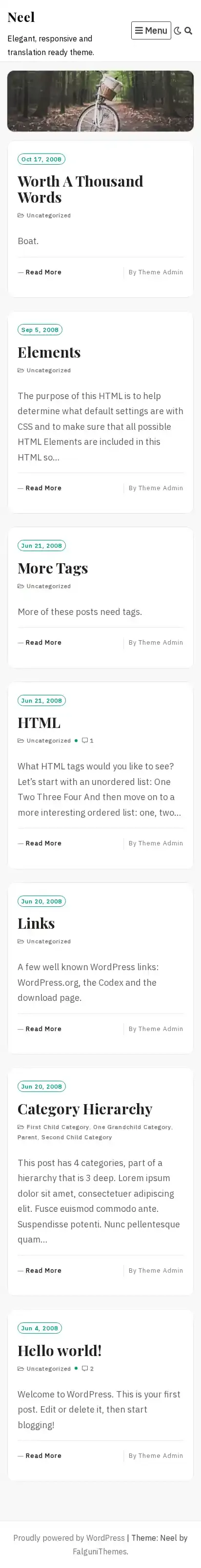 Neel home page on mobile