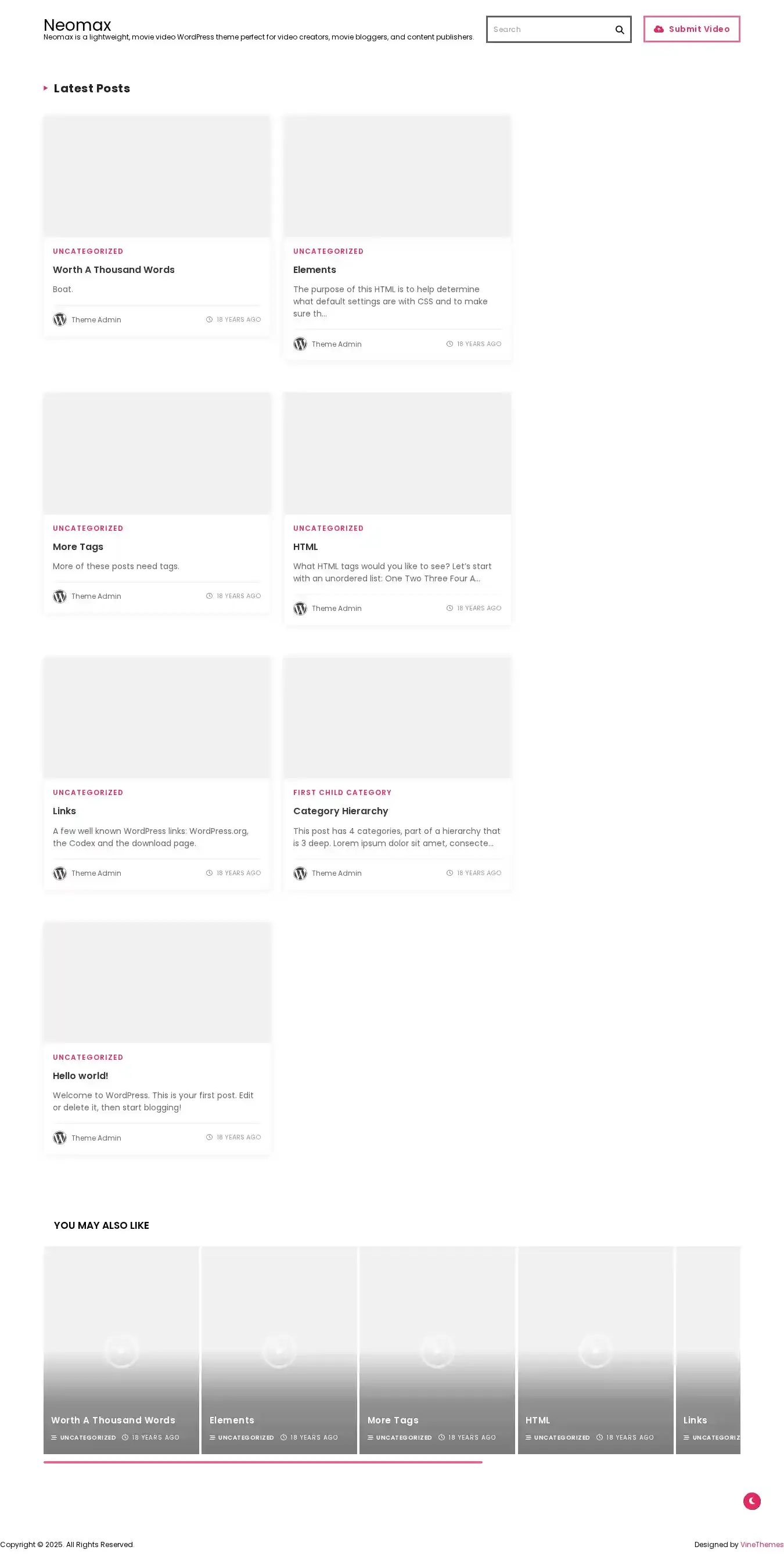 Neomax home page on desktop