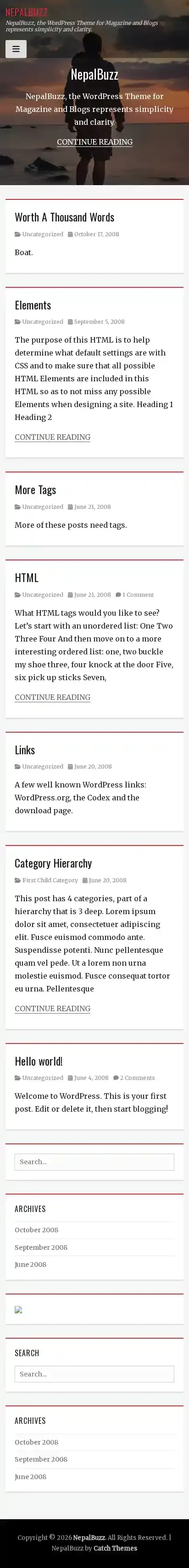 NepalBuzz home page on mobile