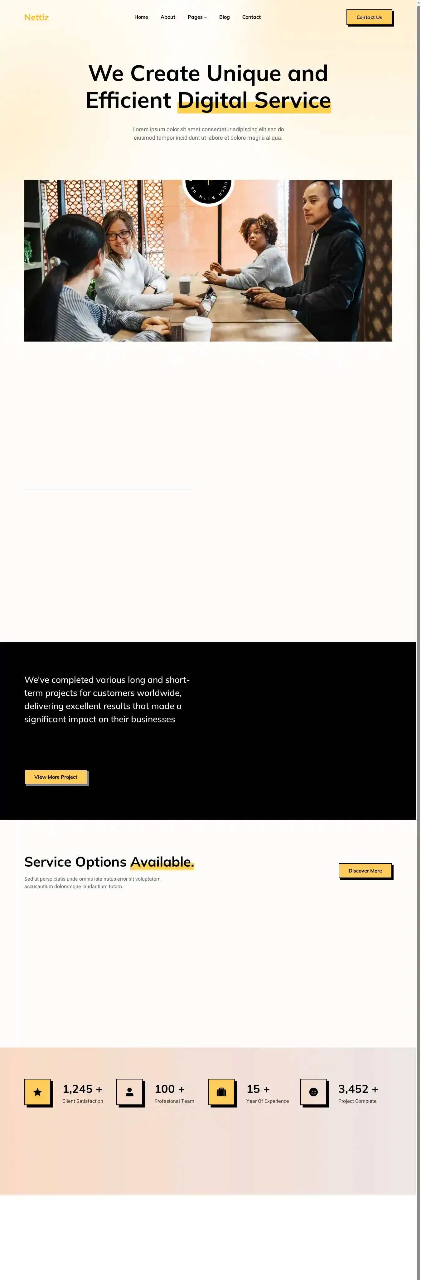 Nettiz home page on desktop