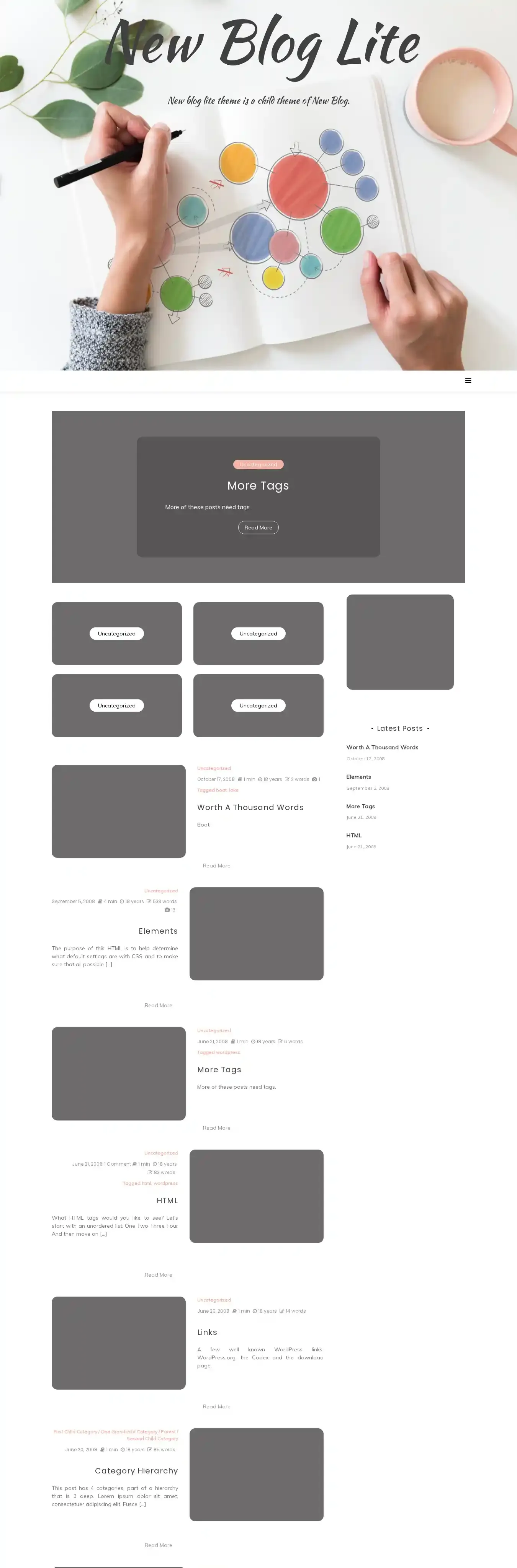 New Blog Lite home page on desktop