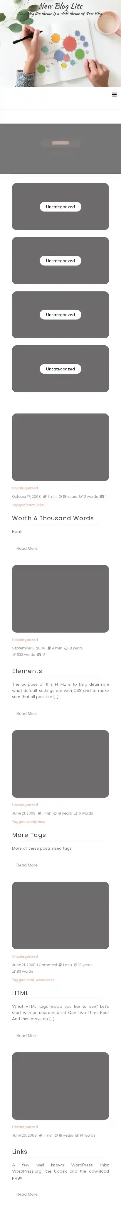 New Blog Lite home page on mobile