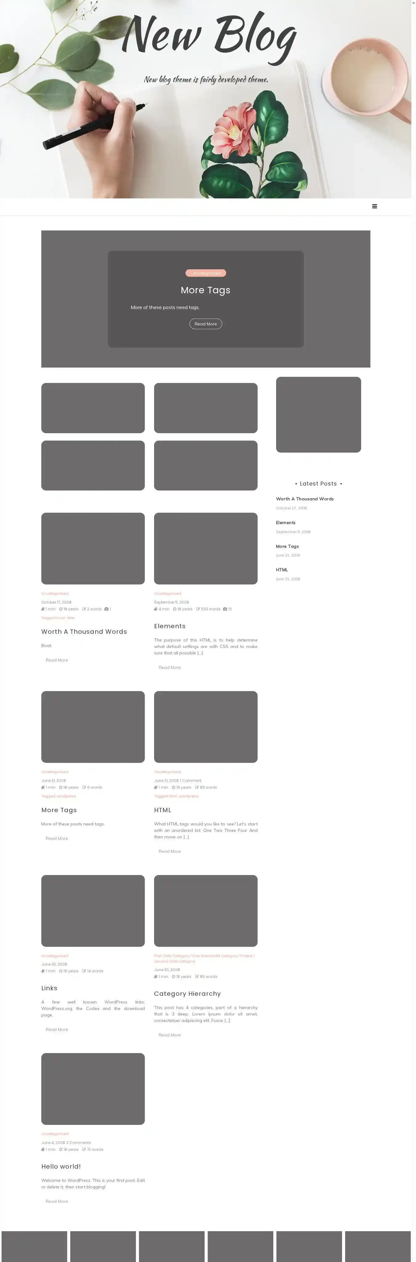 New Blog home page on desktop