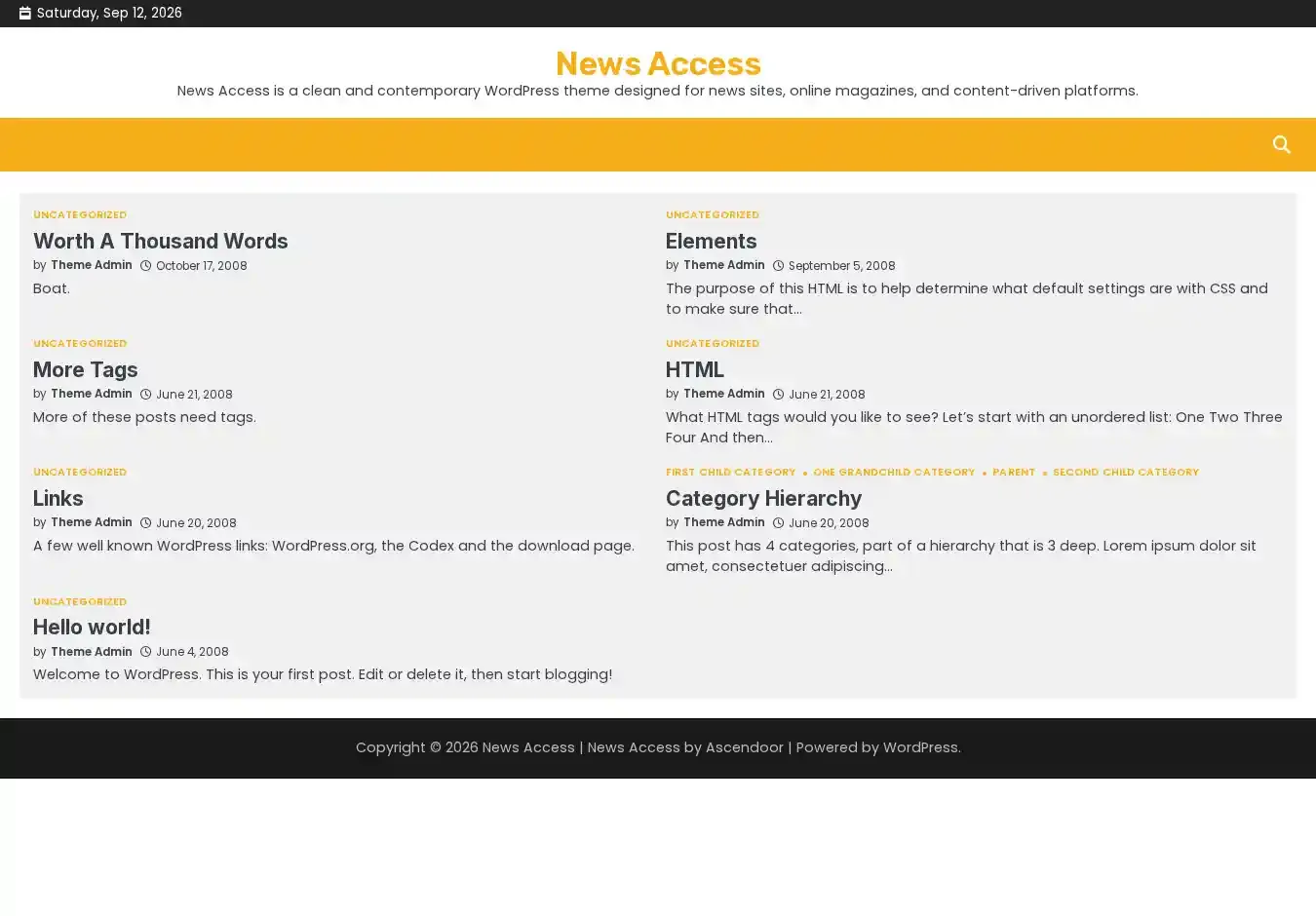 News Access home page on desktop