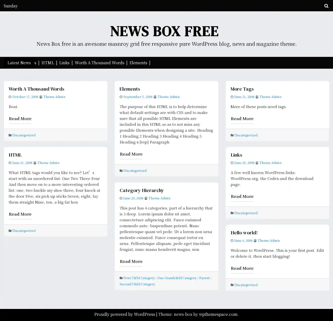 News Box Free home page on desktop