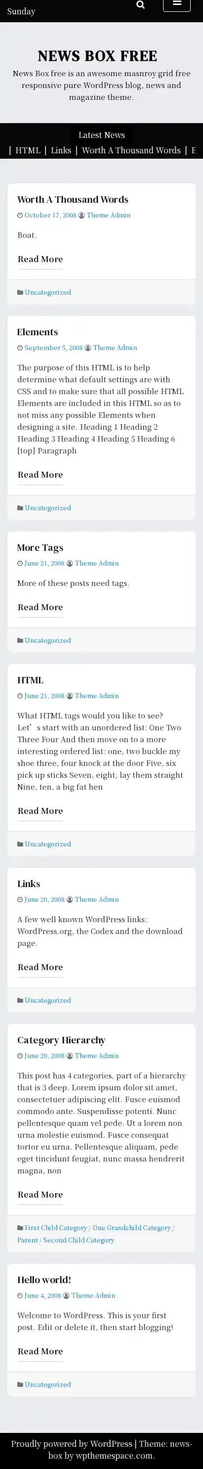 News Box Free home page on mobile