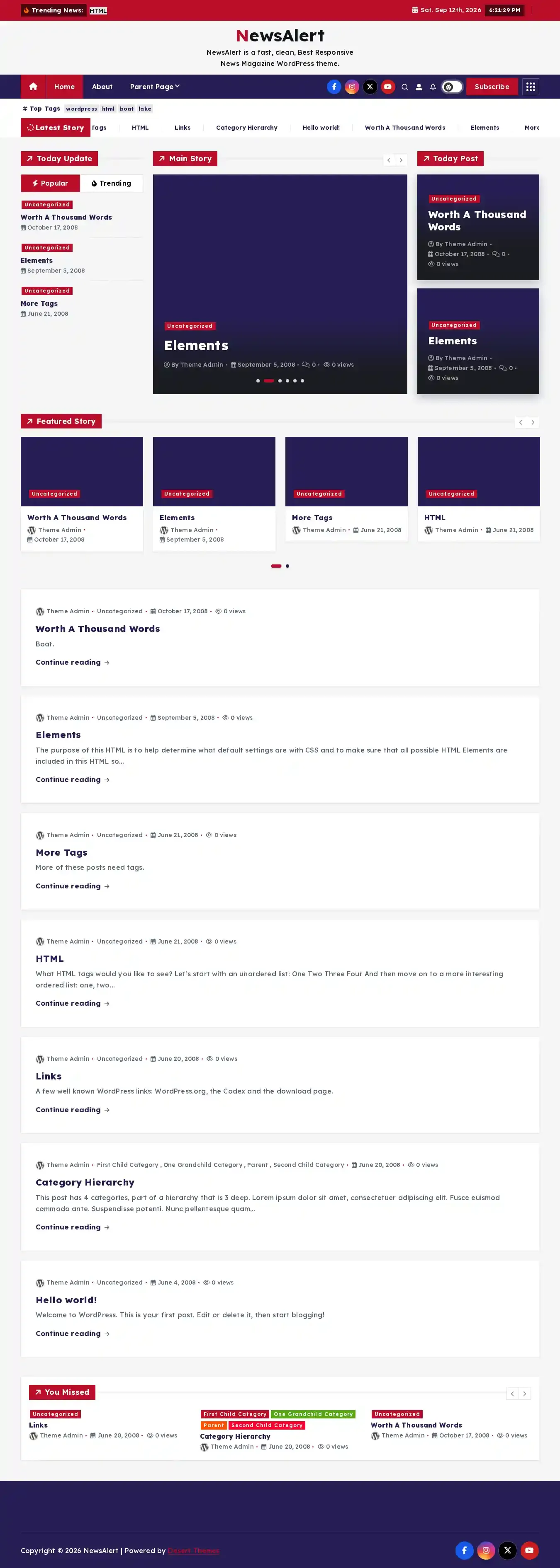 NewsAlert home page on desktop