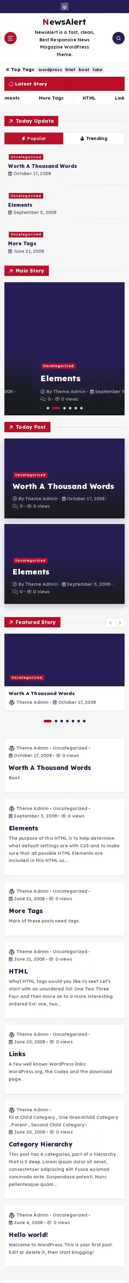 NewsAlert home page on mobile
