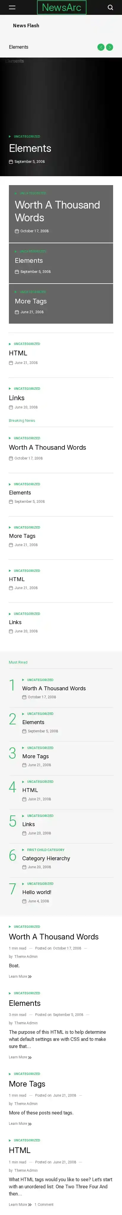 NewsArc home page on mobile