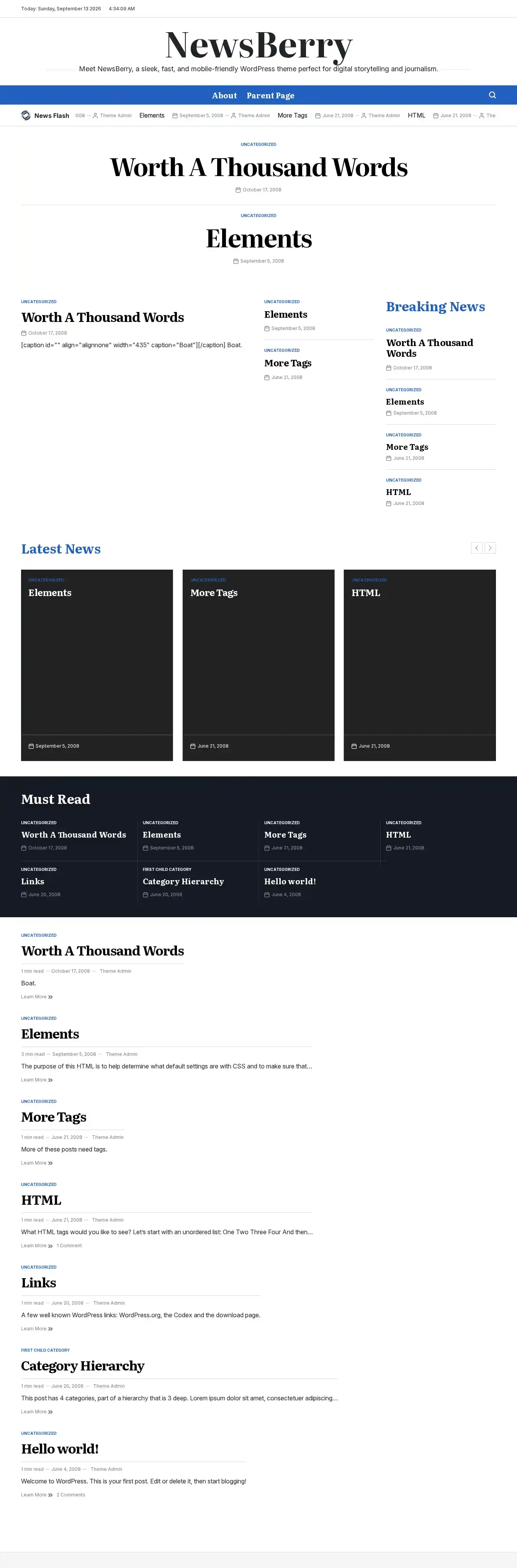 NewsBerry home page on desktop