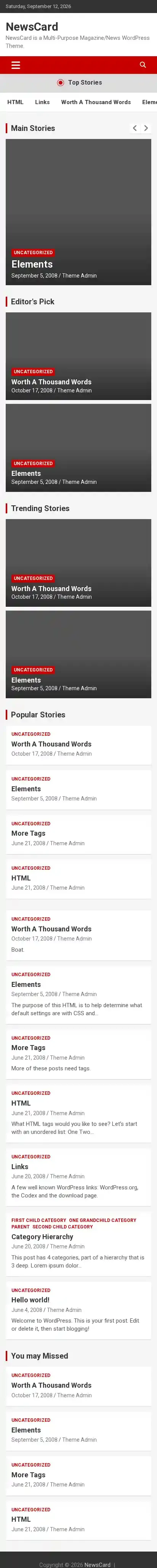 NewsCard home page on mobile