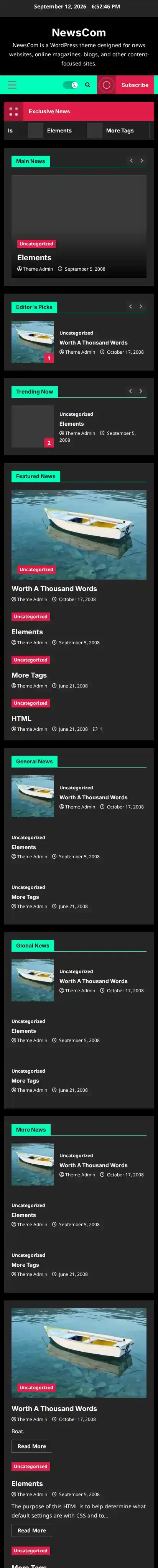 NewsCom home page on mobile