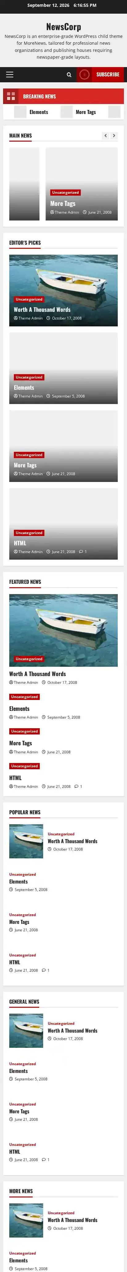 NewsCorp home page on mobile