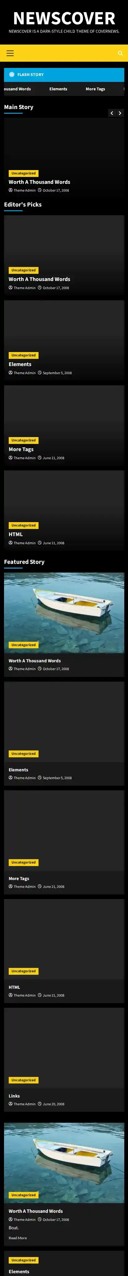 NewsCover home page on mobile